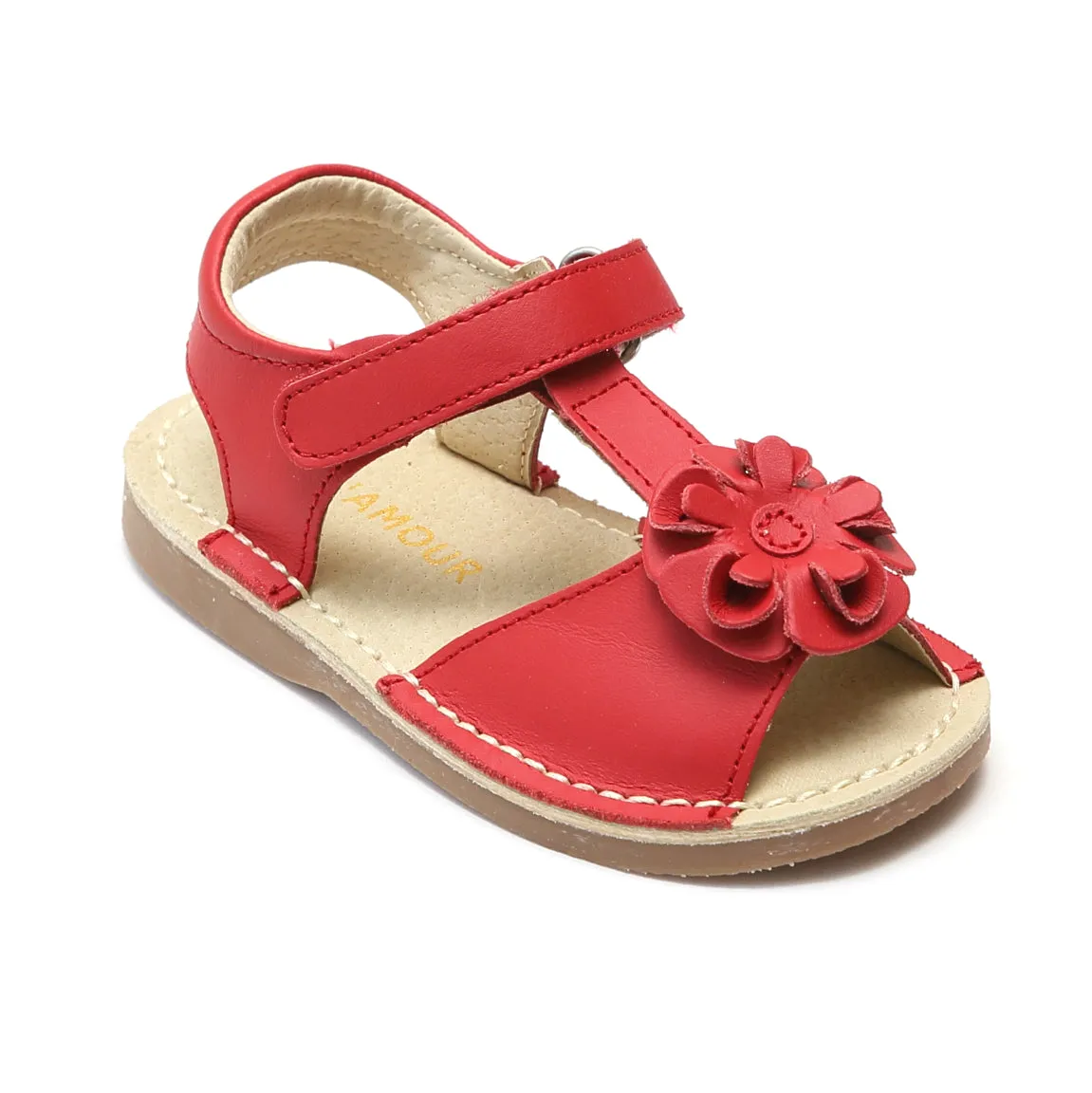 L'Amour Girls Curly Flower Sandals