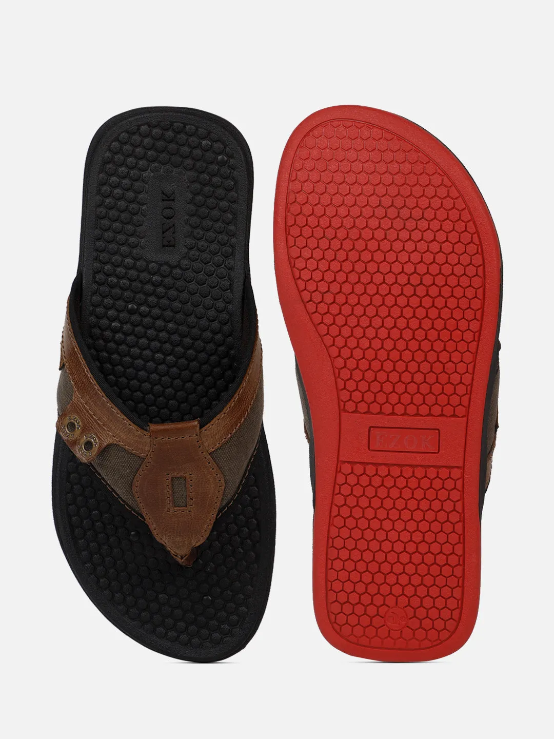 Leather Brown flipflops for men