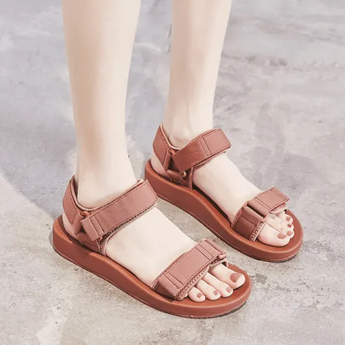 Light Pink And Black Flatform Sandals