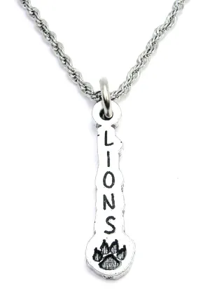 Lions With Paw Print Single Charm Necklace