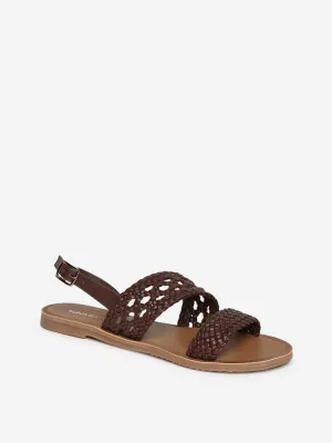 LUNA BLU Brown Woven Pattern Sandals