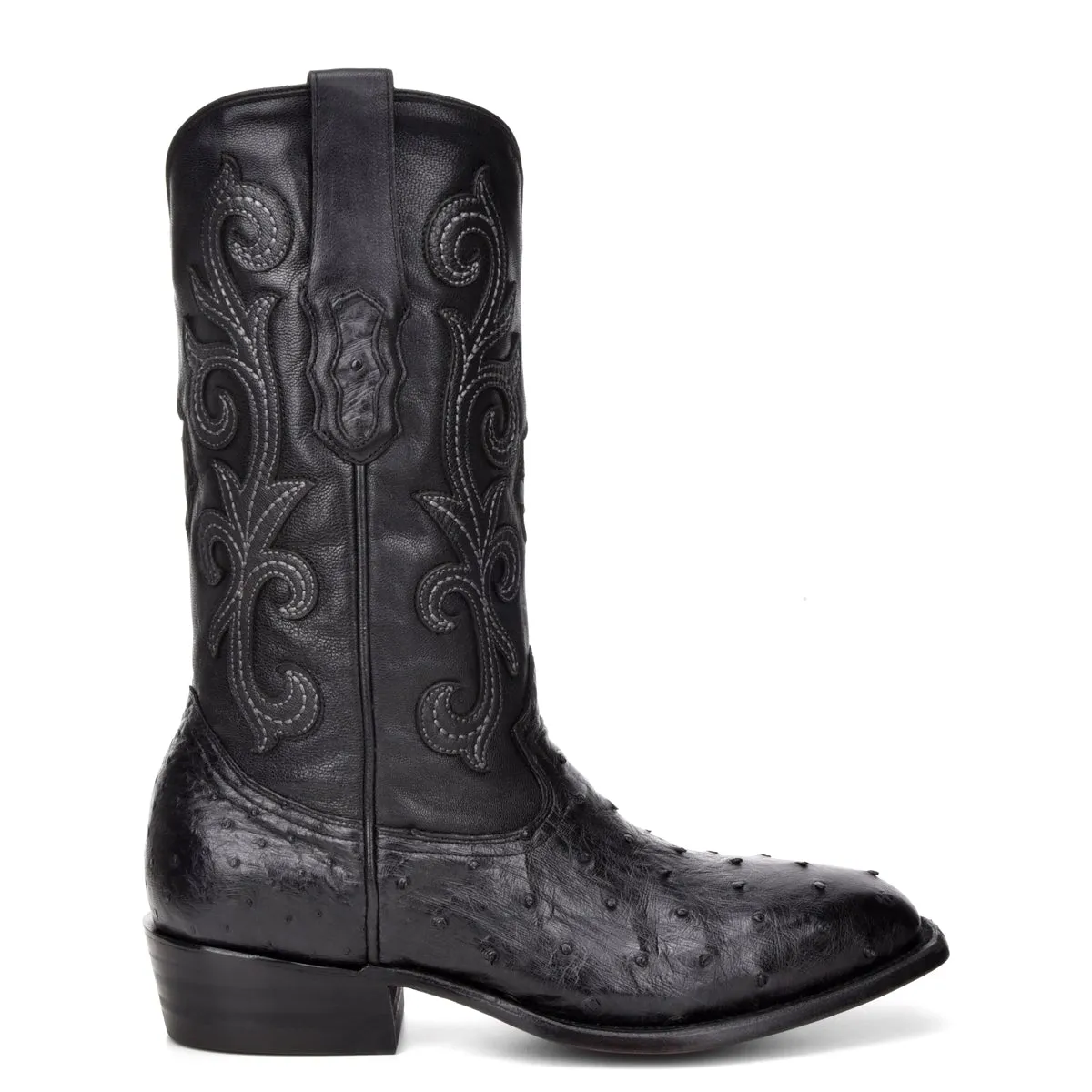 M2142 - Montana black dress cowboy ostrich boots for men