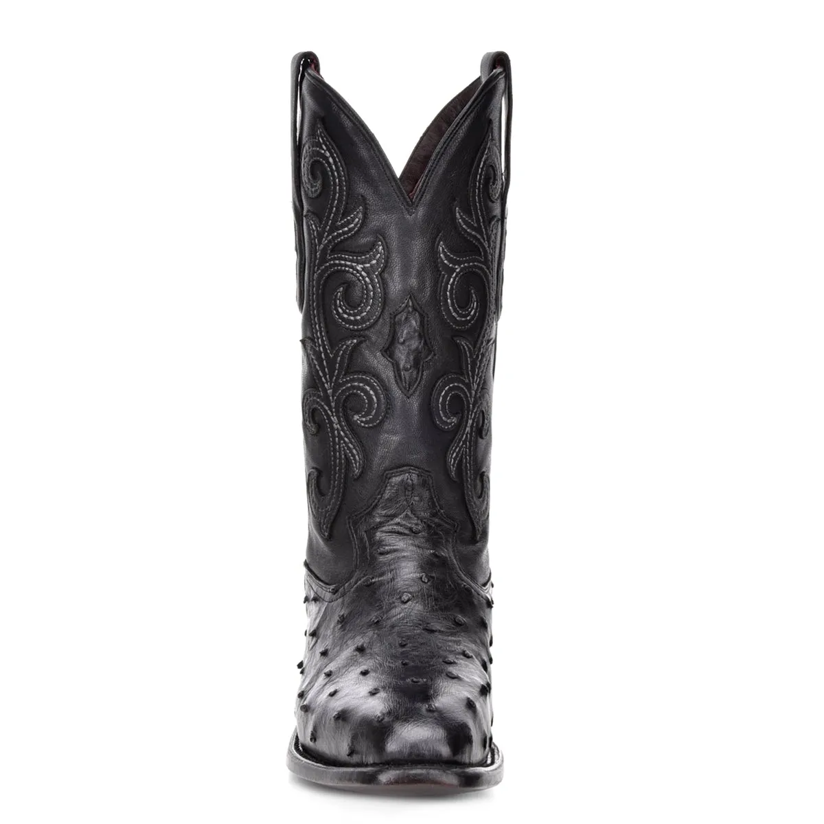 M2142 - Montana black dress cowboy ostrich boots for men