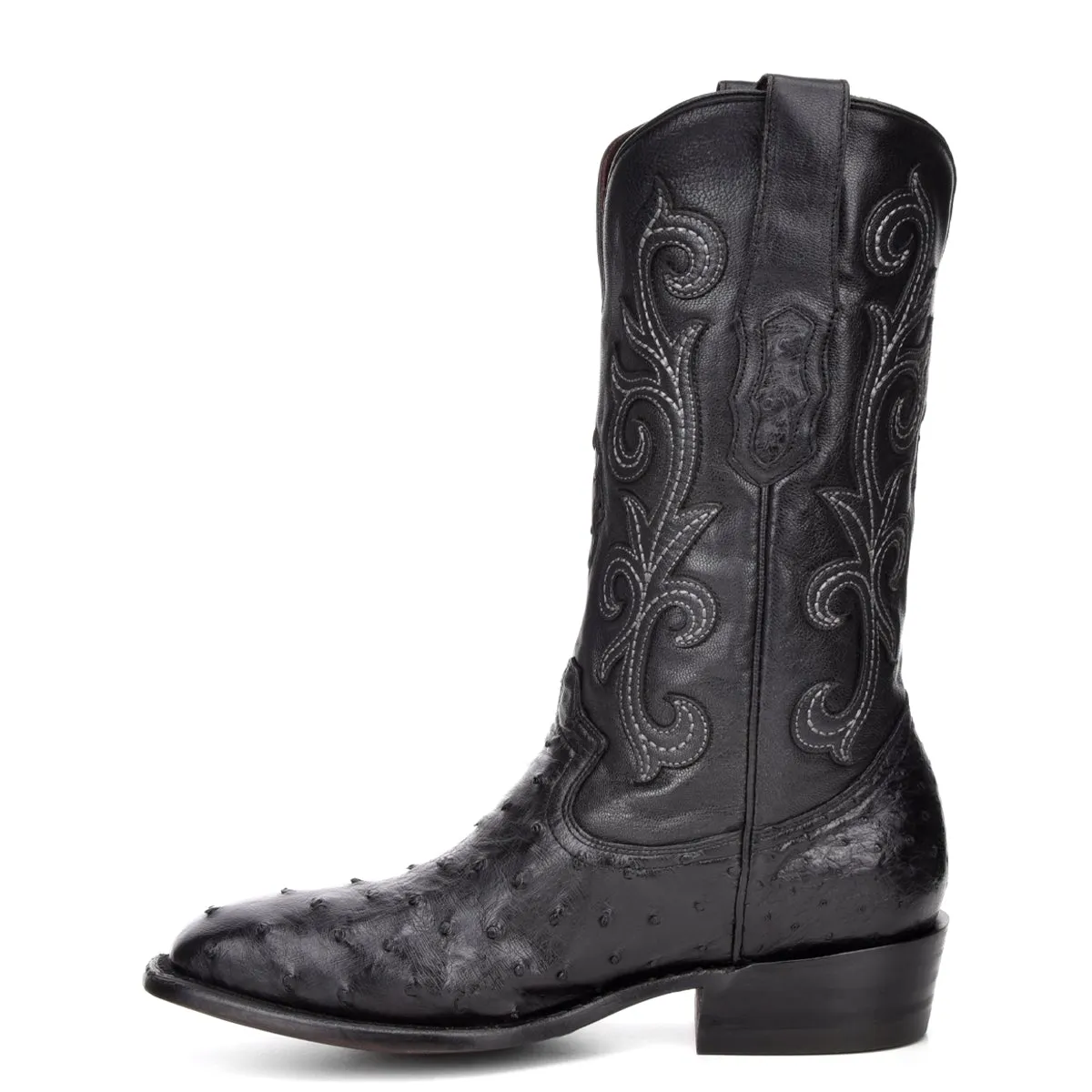 M2142 - Montana black dress cowboy ostrich boots for men