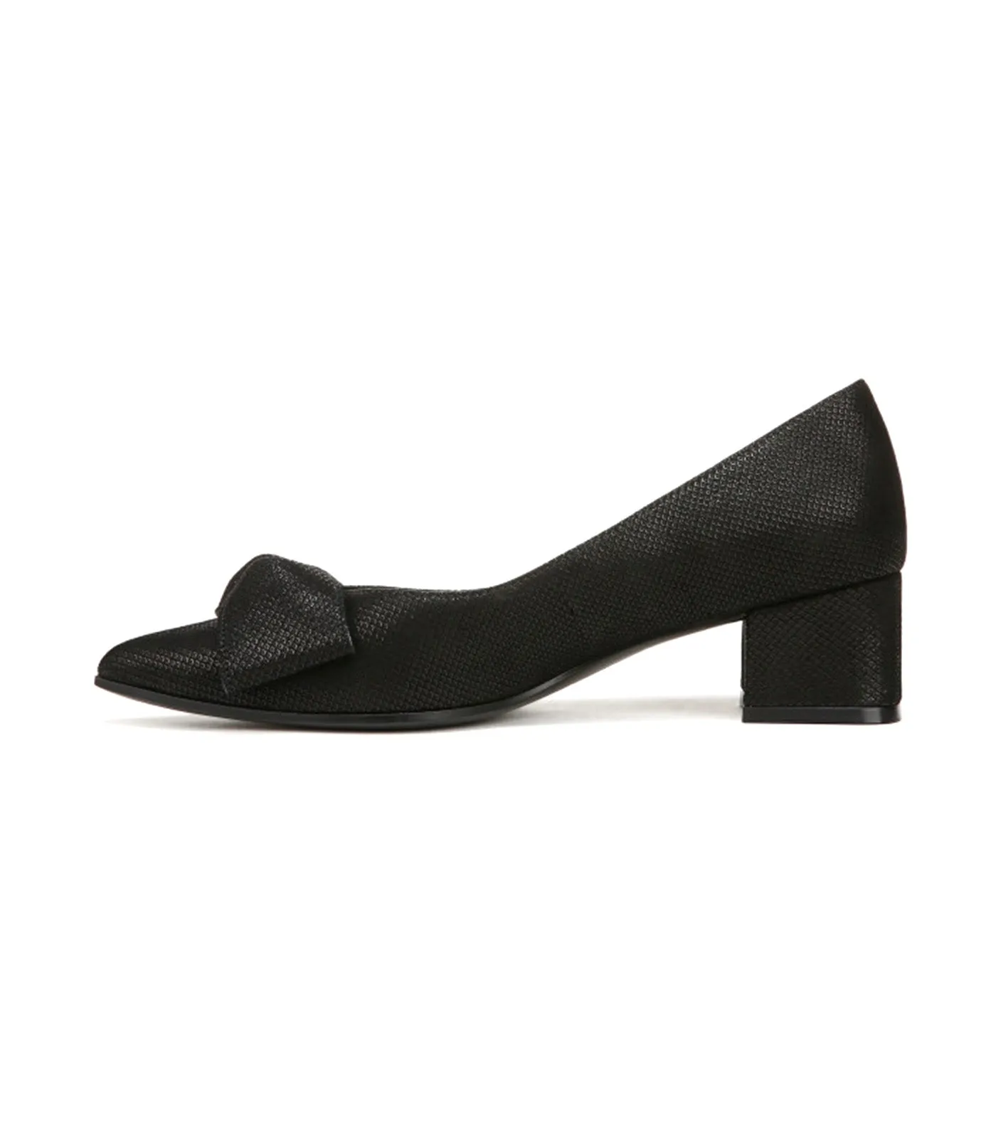 Mavis Bow Pump Glossy Suede Black