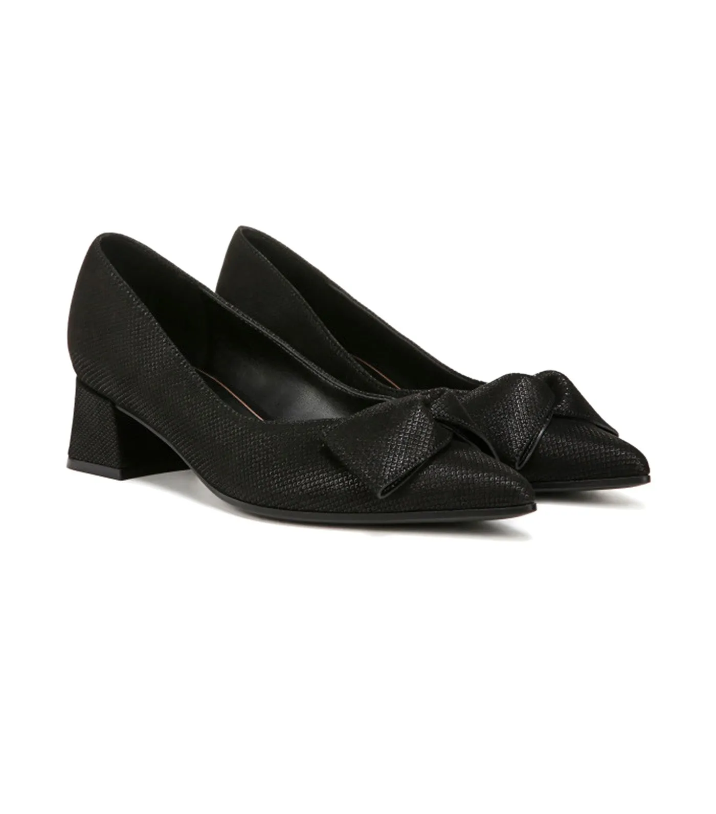 Mavis Bow Pump Glossy Suede Black