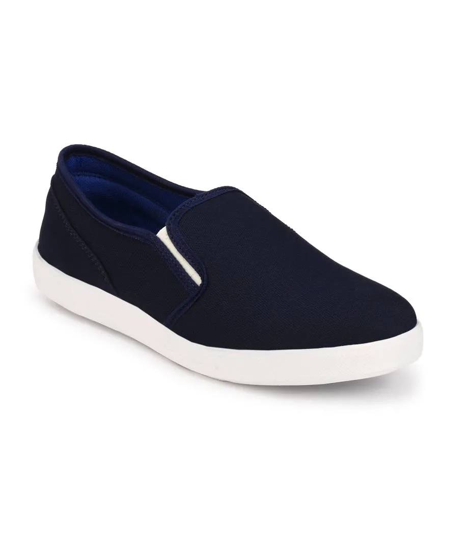 Men Blue Slip-On Canvas Casual Shoes