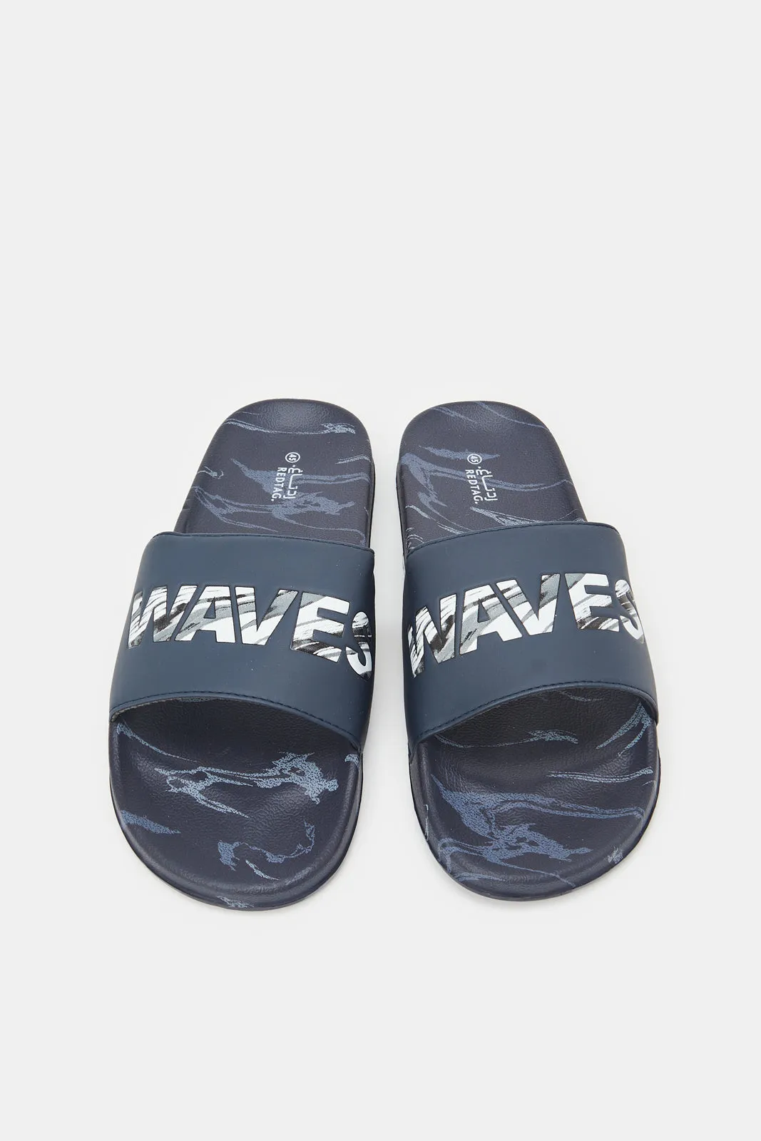 Men Navy Padded Embossed Slide