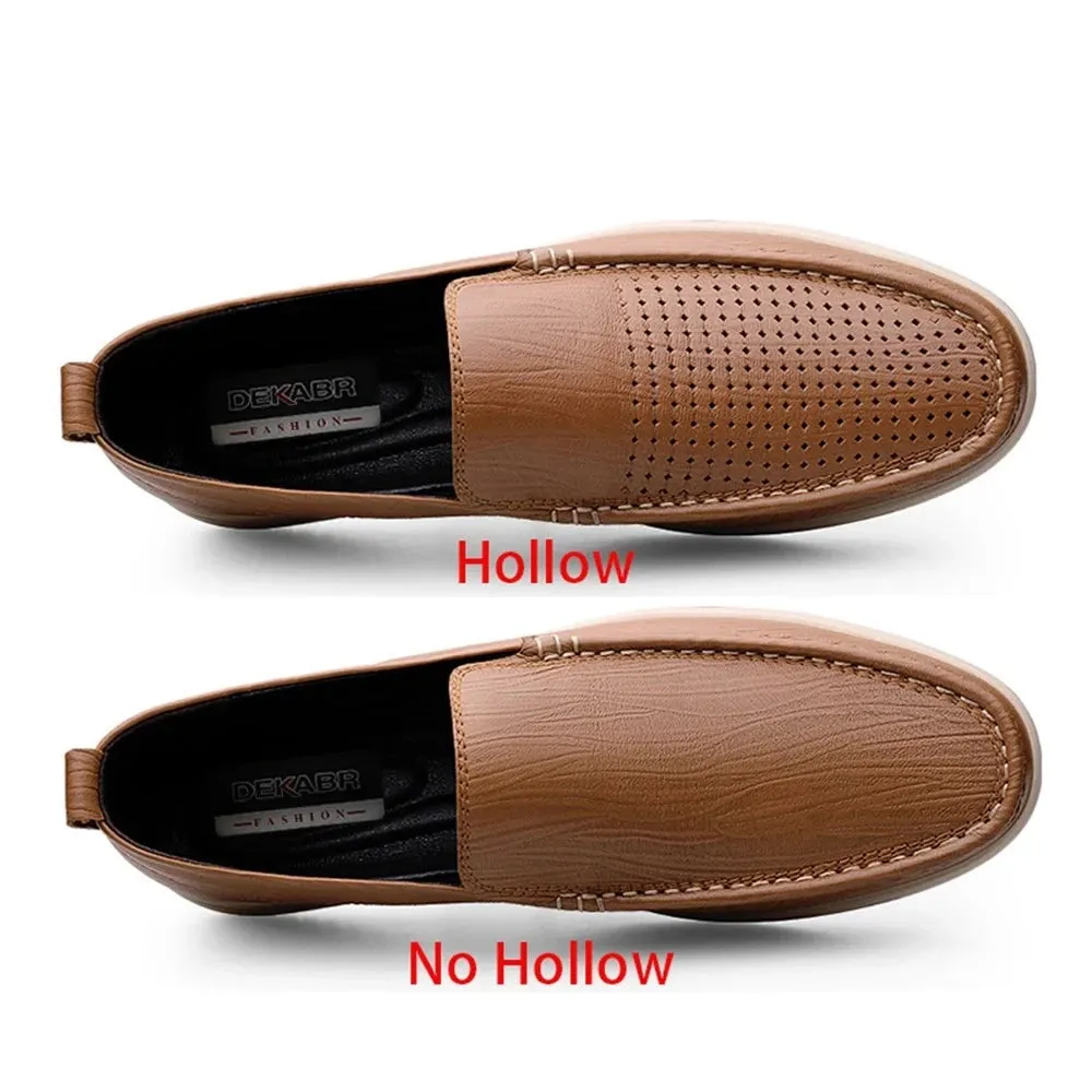 Men's Ventilation Holes Casual Shoes Outdoor Genuine Leather Men Flat Shoes Breathable Driving Shoes Luxury Loafers