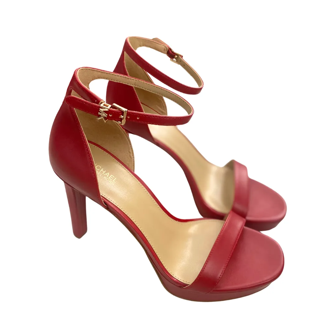 MICHAEL KORS Margot Platform Heel Sandals Red SIZE 41