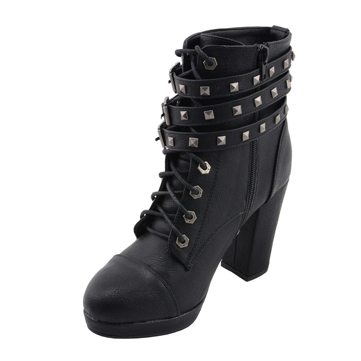 Milwaukee Leather MBL9417 Women's Black Lace-Up Fashion Boots with