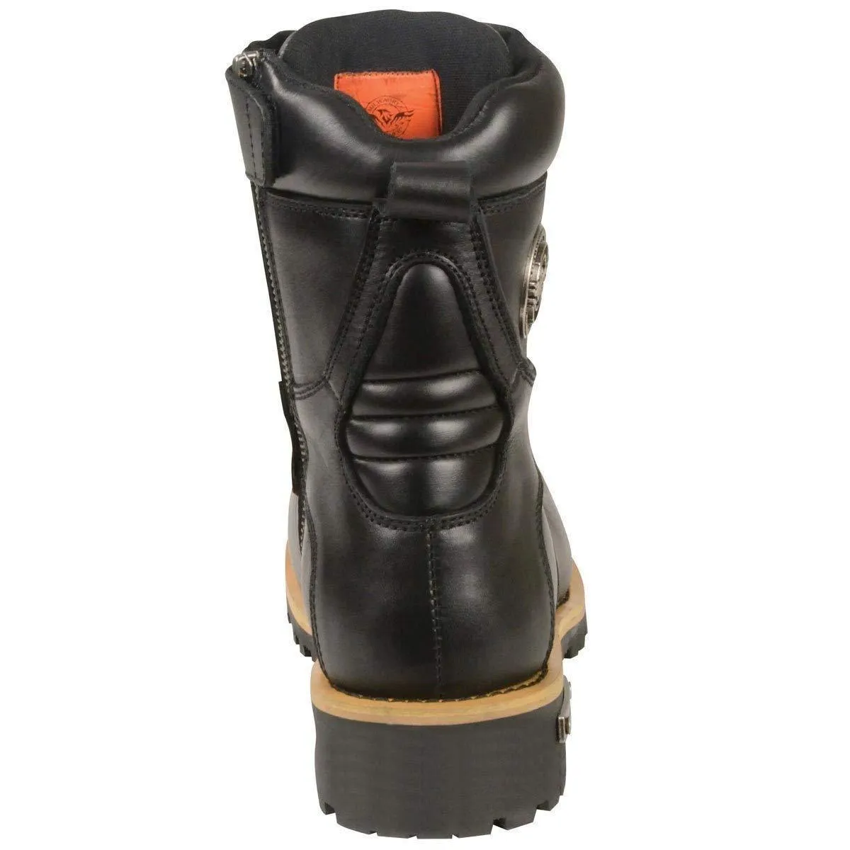 Milwaukee Leather Men's Classic Black Leather Lace-Up Logger Boots w/ Side Zipper MBM9095