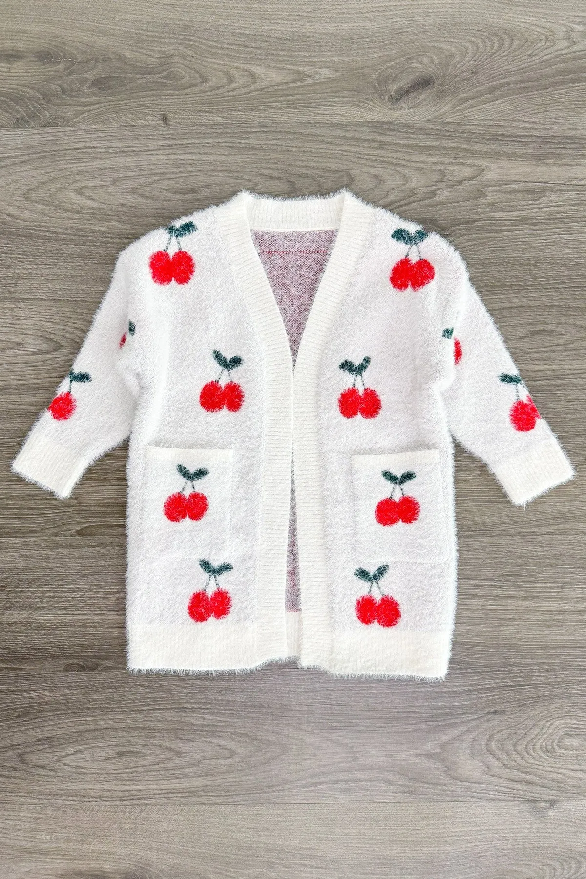 Mom & Me - Cozy White Cherry Cardigan