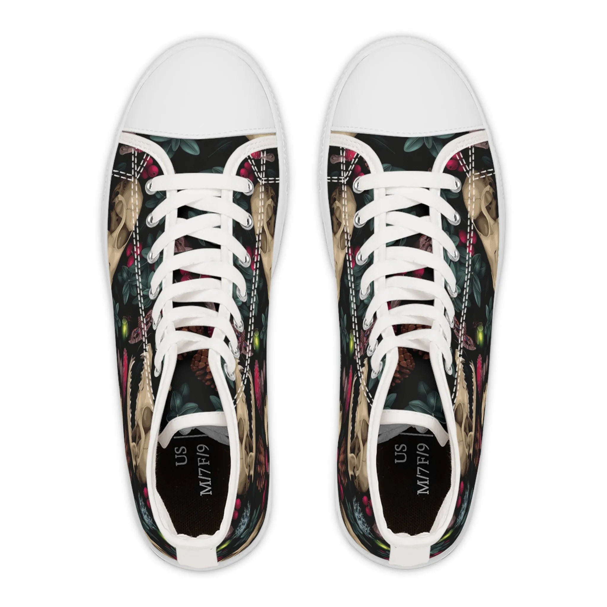 Mystic Moss Skull Skeleton Women's High Top Sneakers