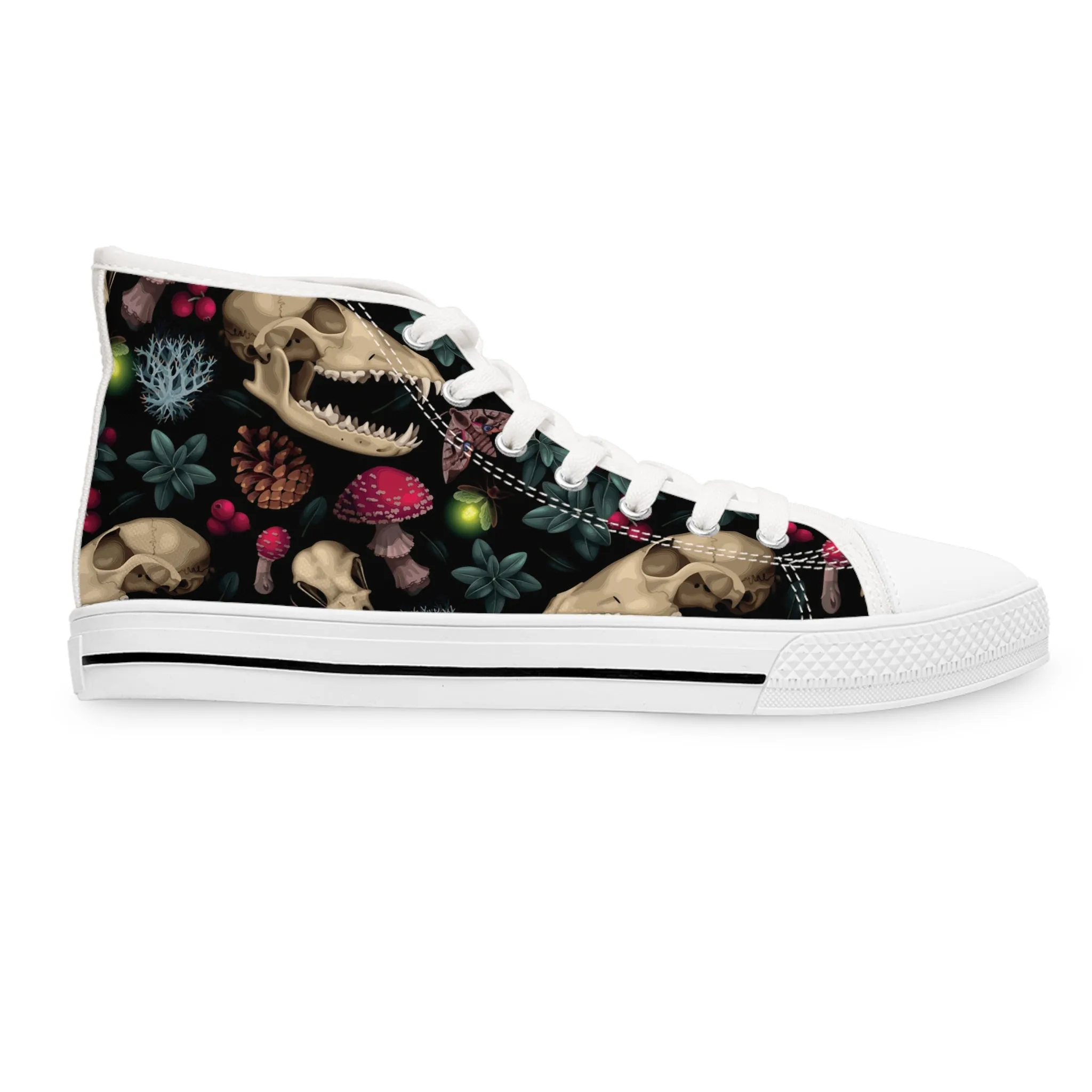 Mystic Moss Skull Skeleton Women's High Top Sneakers