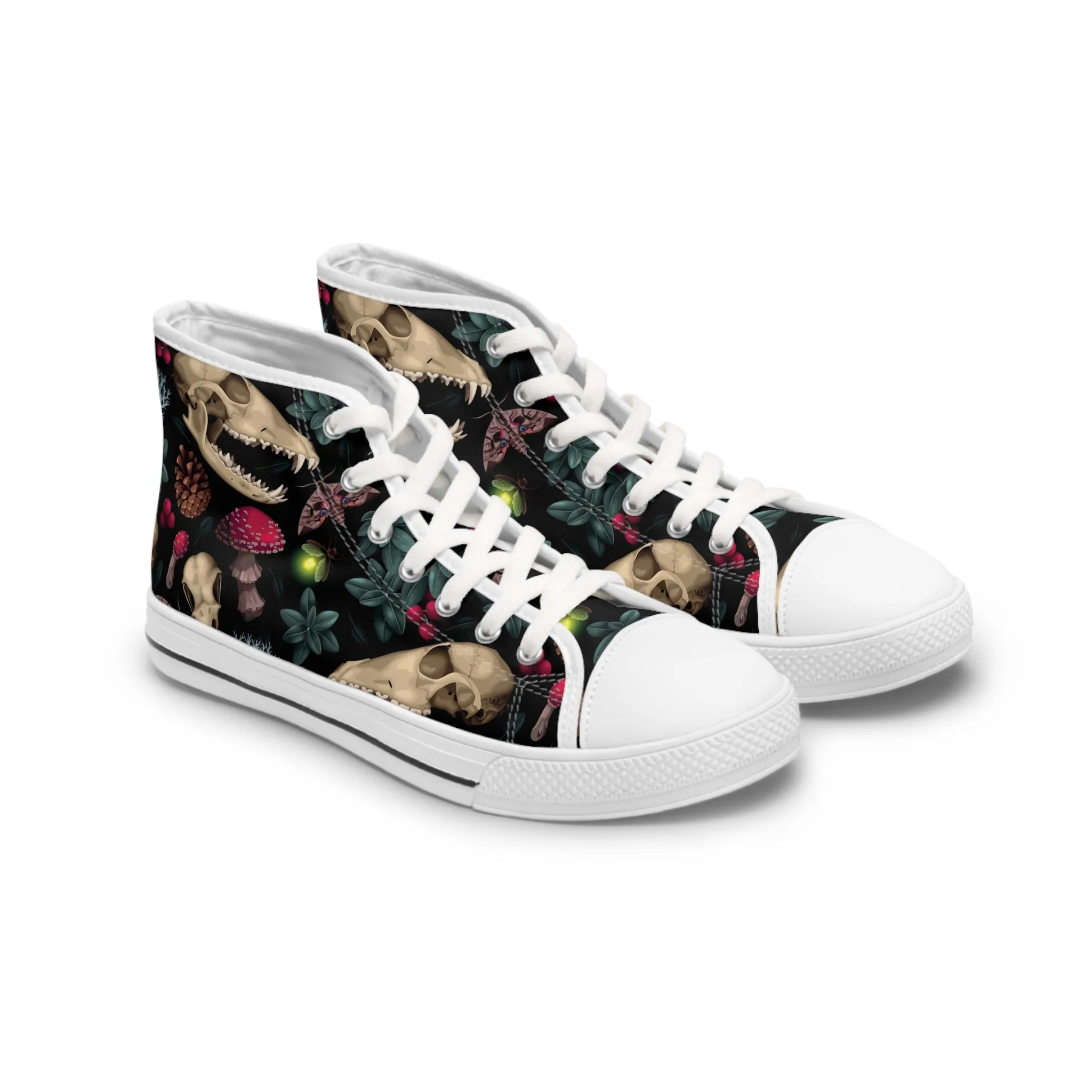 Mystic Moss Skull Skeleton Women's High Top Sneakers