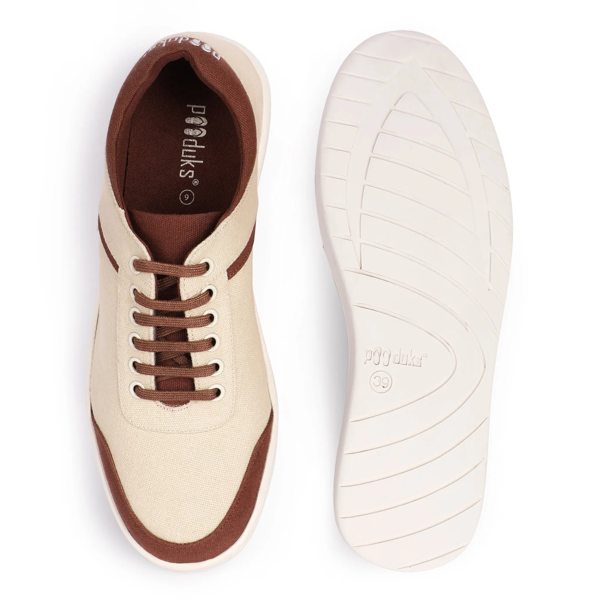 Paaduks Dan Eco-Sole Beige and Brown Sneakers (Unisex)