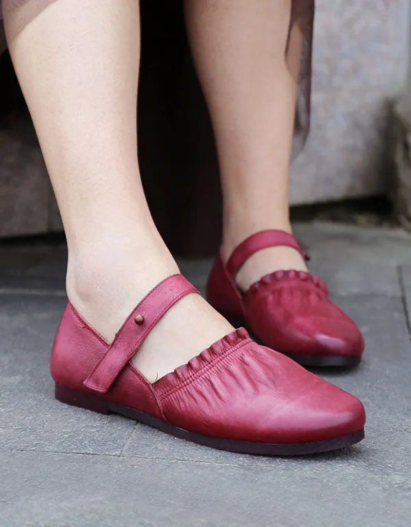 Pointed Women's Retro Leather Handmade Flats