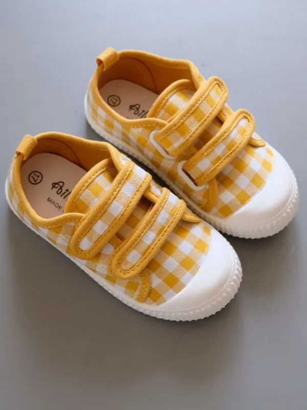 Posh Plaid Velcro Sneakers by Liv and Mia