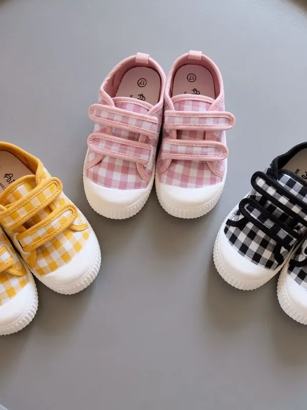 Posh Plaid Velcro Sneakers by Liv and Mia