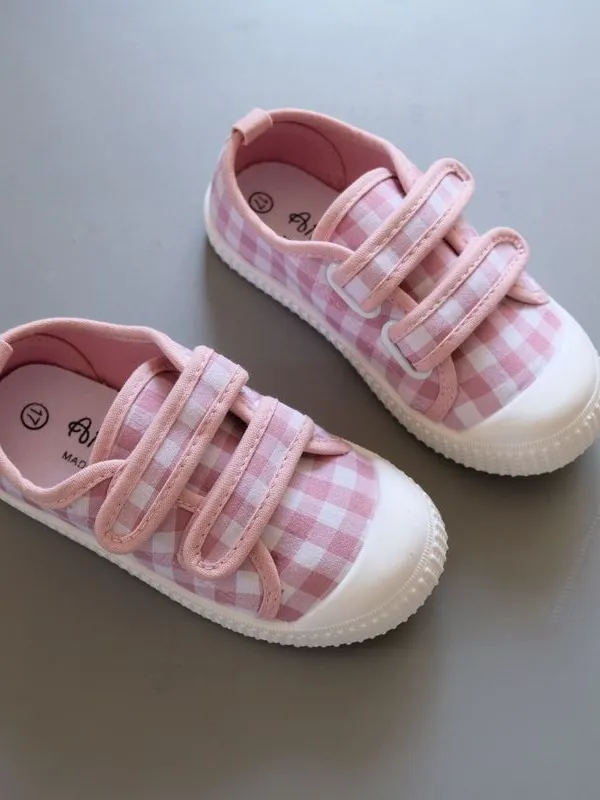 Posh Plaid Velcro Sneakers by Liv and Mia