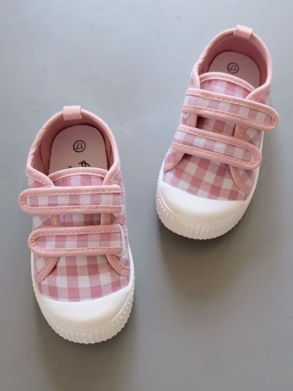 Posh Plaid Velcro Sneakers by Liv and Mia