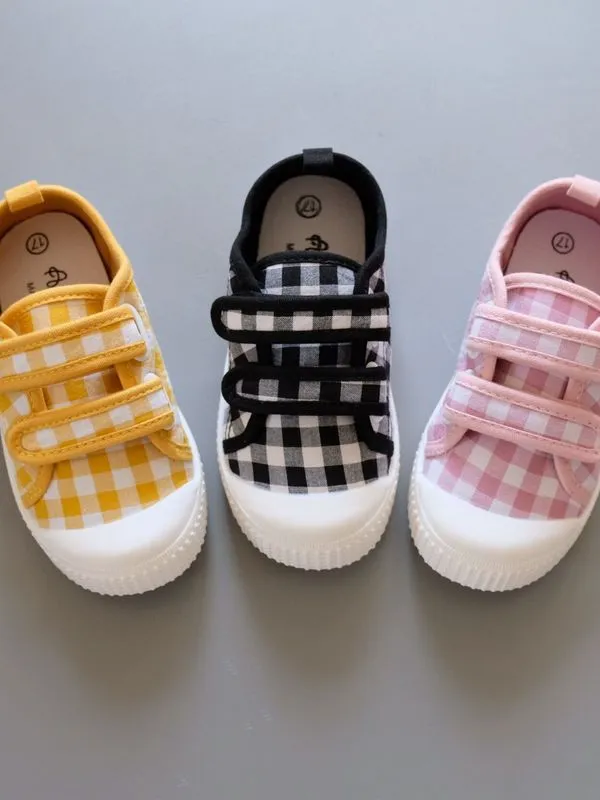 Posh Plaid Velcro Sneakers by Liv and Mia