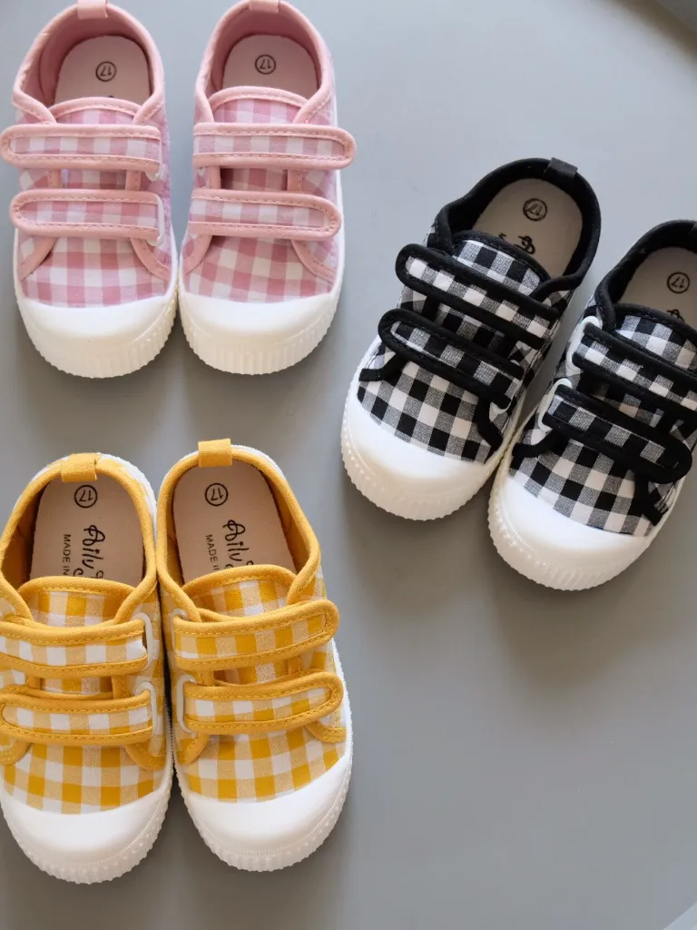 Posh Plaid Velcro Sneakers by Liv and Mia