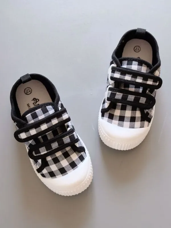 Posh Plaid Velcro Sneakers by Liv and Mia