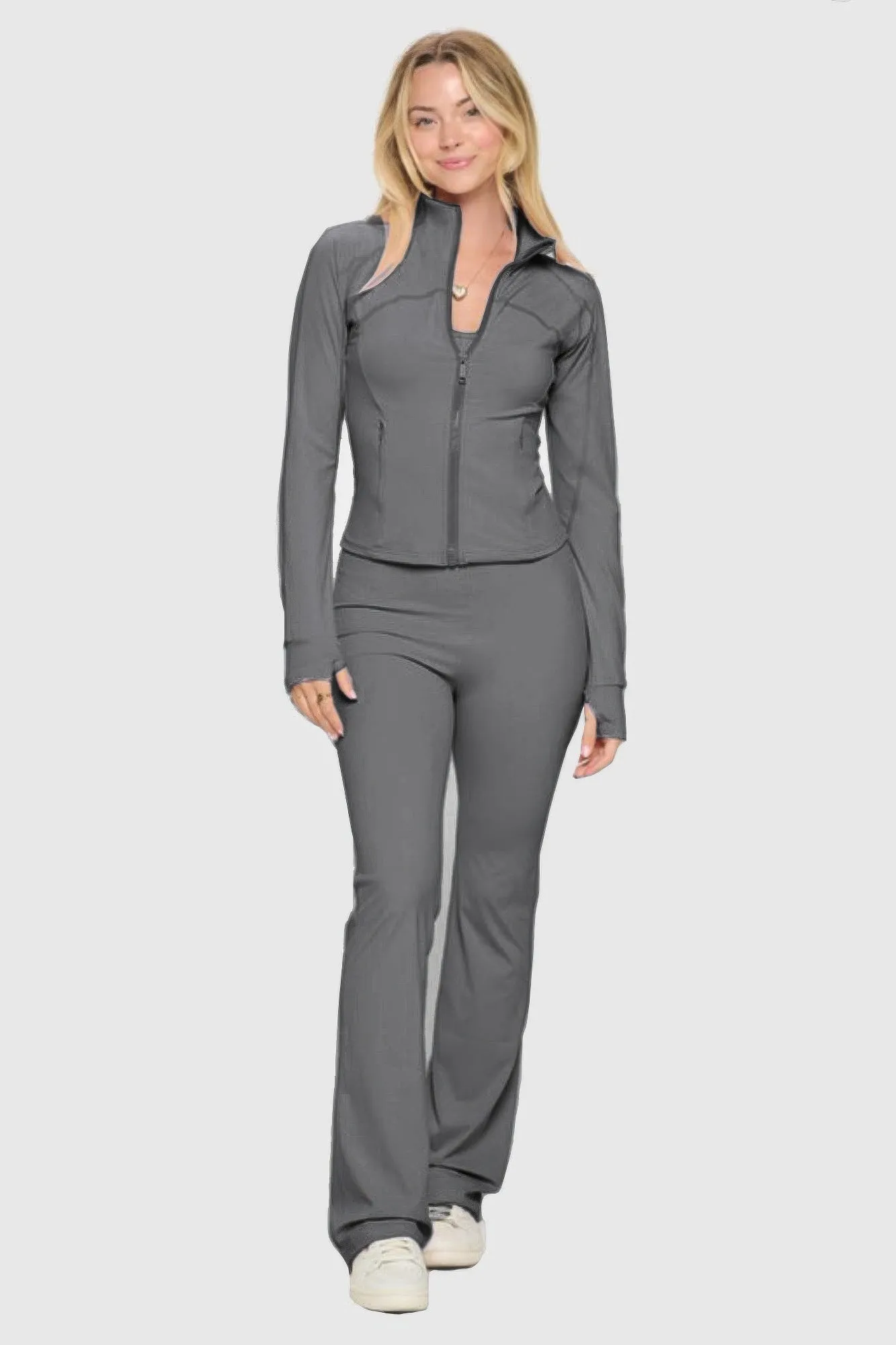 Premium Yoga Jacket W/jumpsuit Set