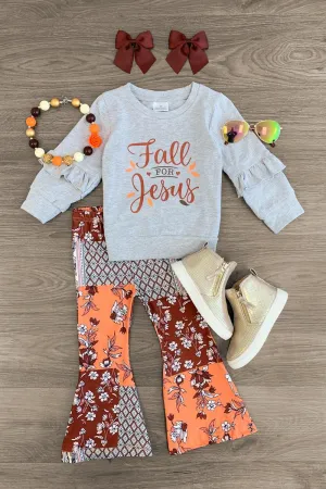 "Fall For Jesus" Orange Bell Bottom Set