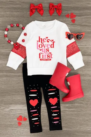 "He Loved Us First, John 4:19" Legging Set