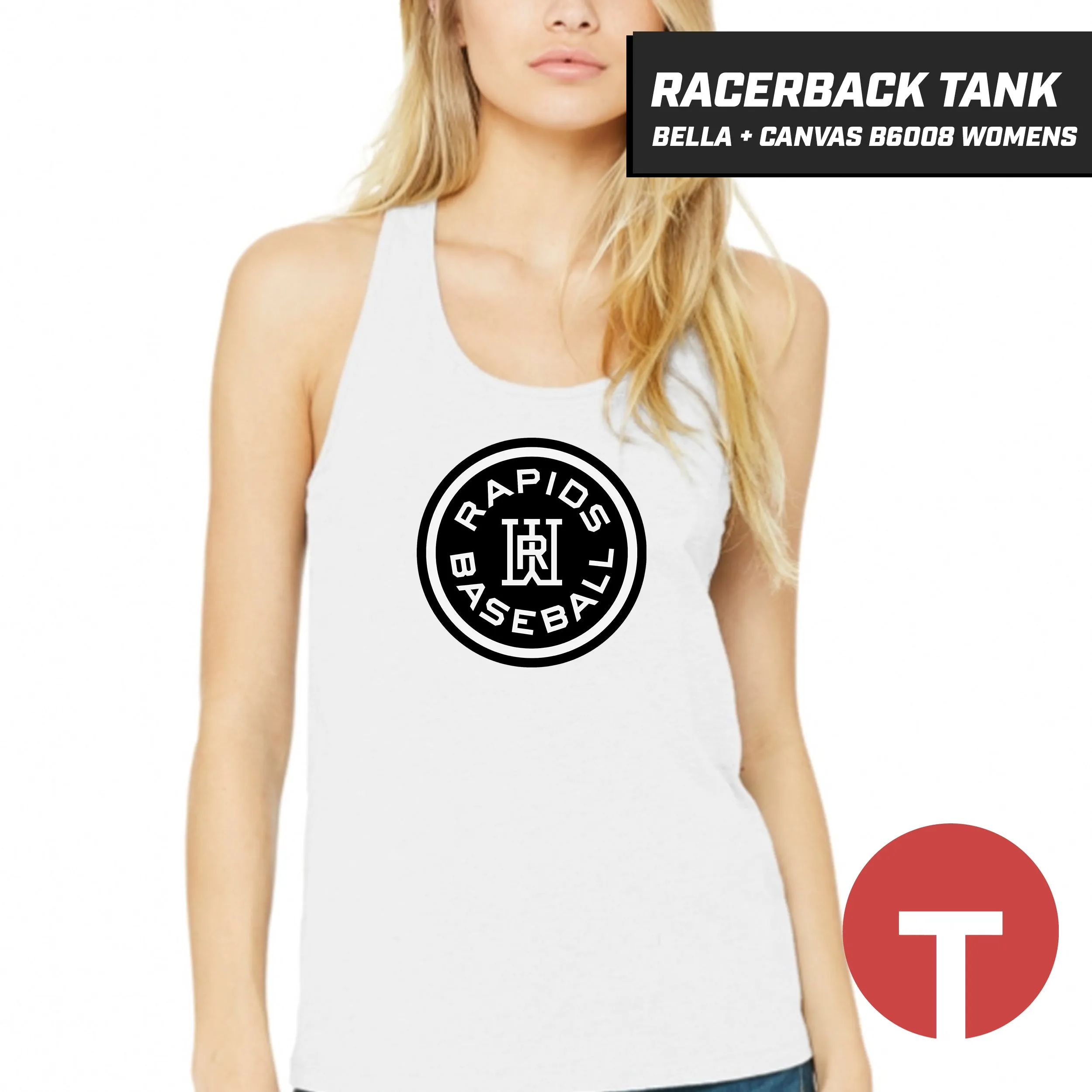 Rapids Baseball - Bella   Canvas B6008 Women's Jersey Racerback Tank - LOGO 3