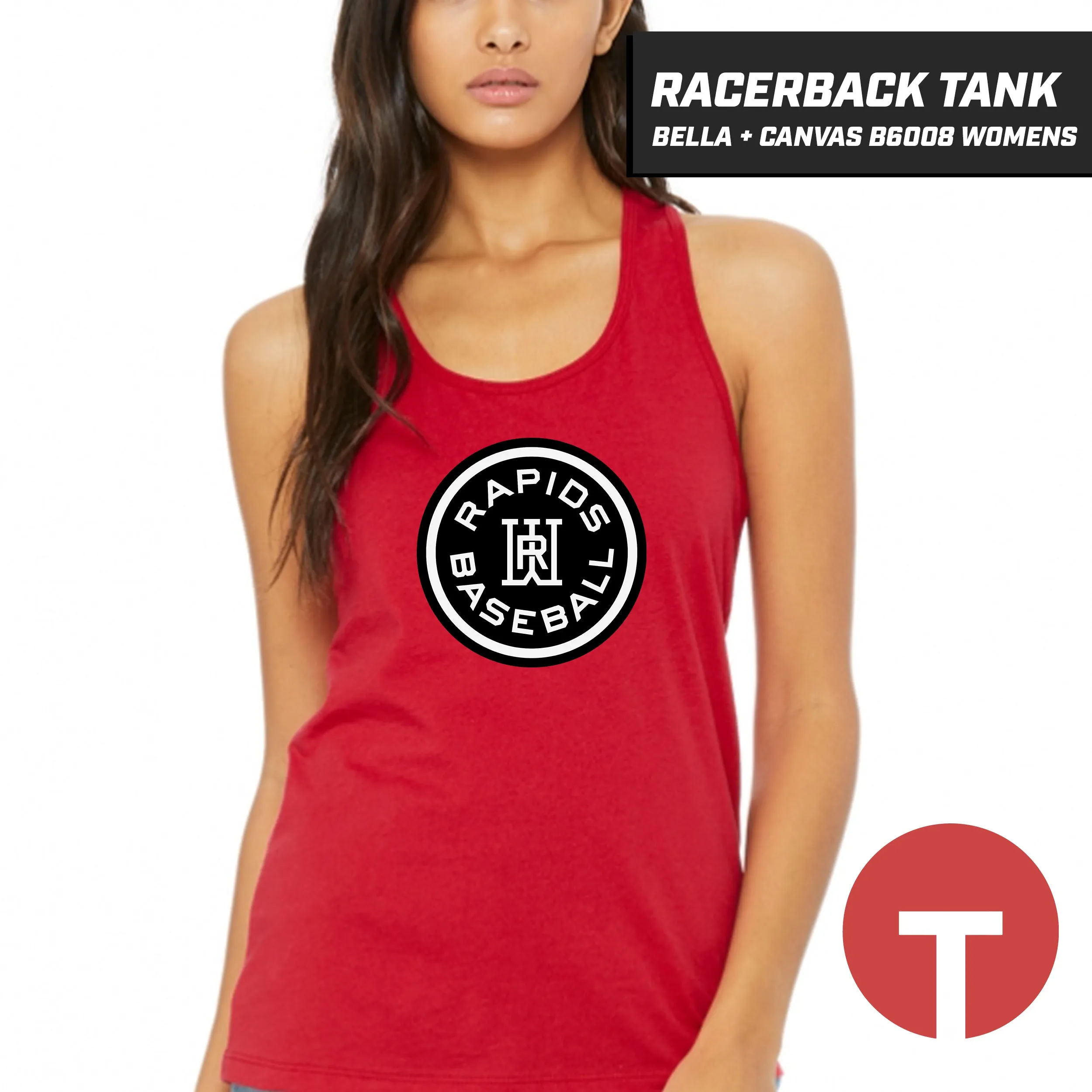 Rapids Baseball - Bella   Canvas B6008 Women's Jersey Racerback Tank - LOGO 3