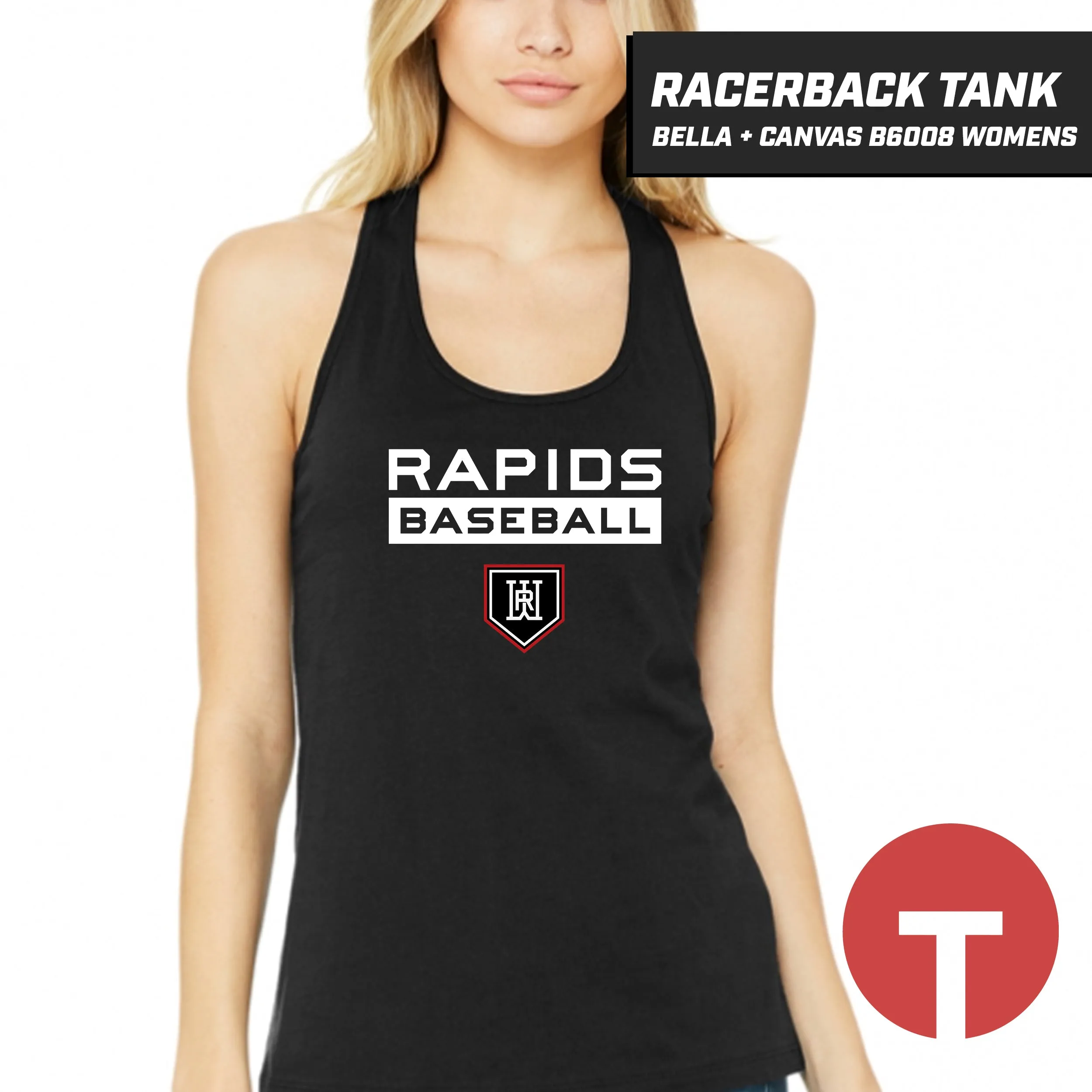 Rapids Baseball - Bella   Canvas B6008 Women's Jersey Racerback Tank - LOGO 4