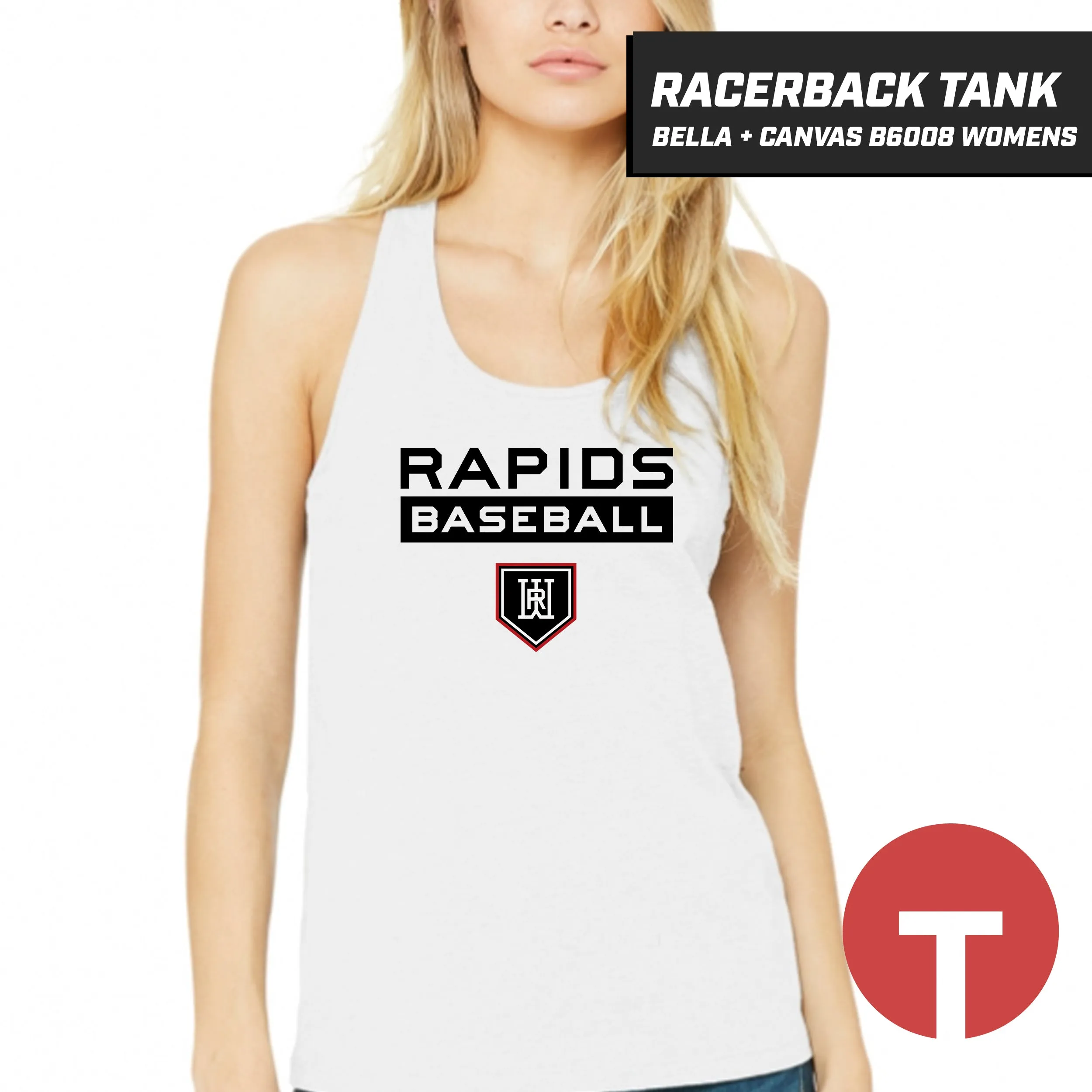 Rapids Baseball - Bella   Canvas B6008 Women's Jersey Racerback Tank - LOGO 4