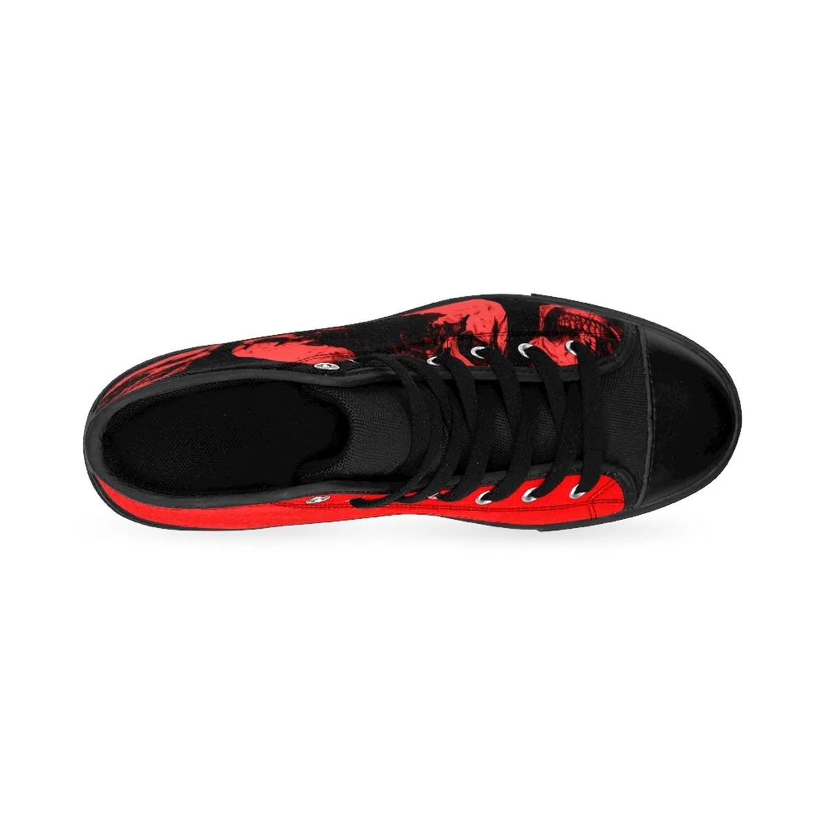 Red Skulls Opposites Men Designer's High-top Sneakers by Robert Bowen