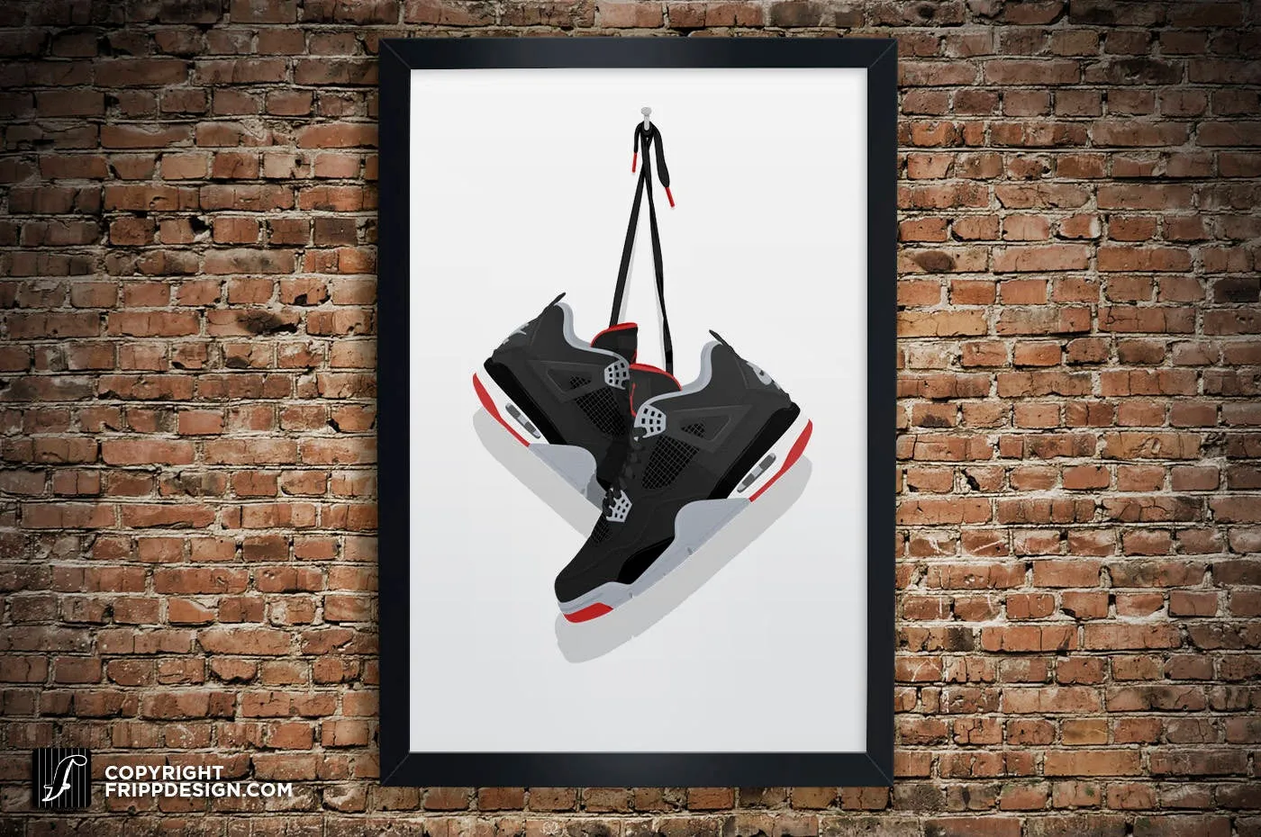 Retro G.O.A.T "4" Vintage Hanging Kicks Illustration - Premium Sneaker Art