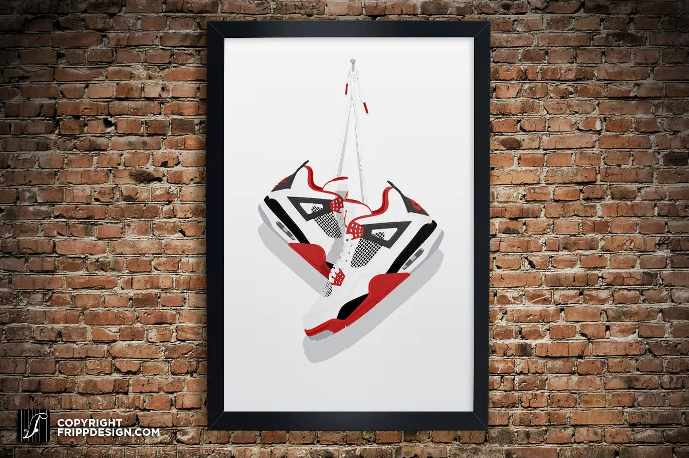 Retro G.O.A.T "4" Vintage Hanging Kicks Illustration - Premium Sneaker Art