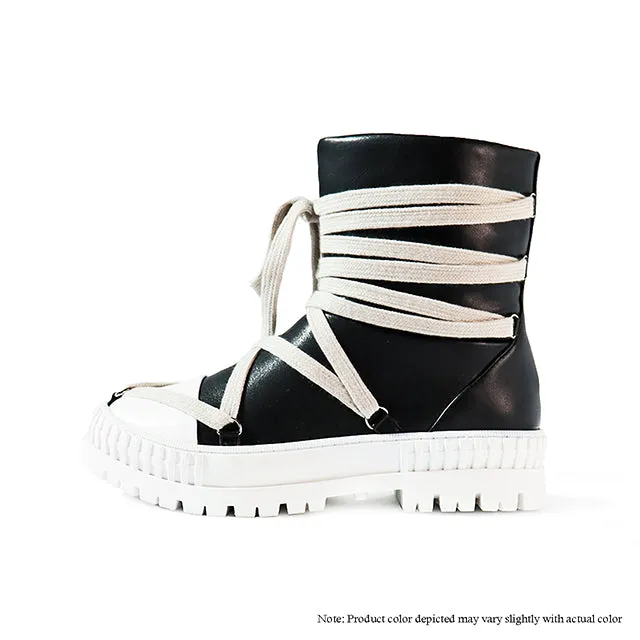 RICHIE-1 FRONT TIE UP SNEAKER BOOTS - BLACK