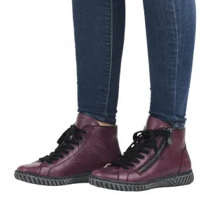 Rieker N0921-31 Guana Aubergine High-Top Trainer Boots