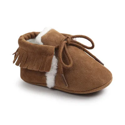 Romirus Winter PU Outdoor suede Leather Baby moccasins Shoes infant anti-slip first walker soft soled Newborn Baby boy Boots