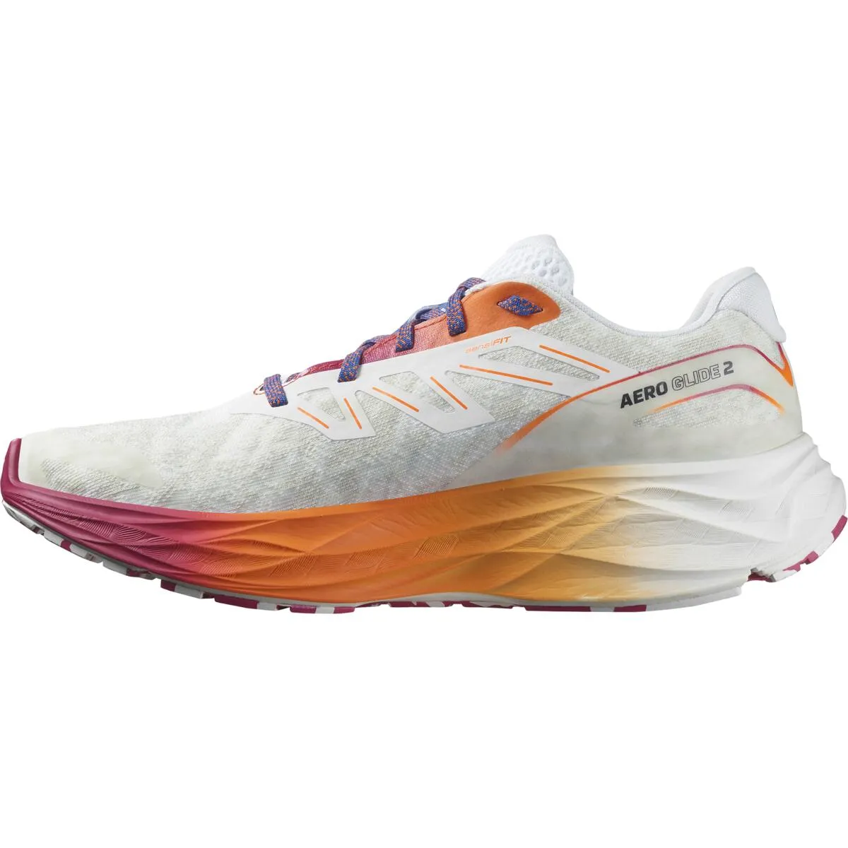 Salomon Men's Aero Glide 2 Running Shoes White / Dragon Fire / Vivacious