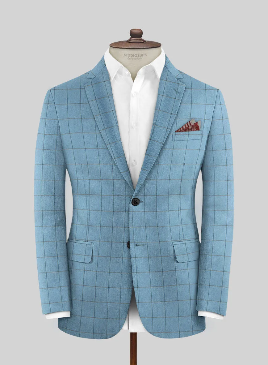 Scabal Londoner Windowpane Blue Wool Jacket