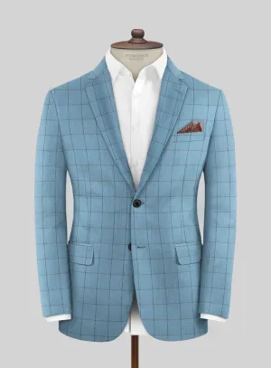 Scabal Londoner Windowpane Blue Wool Jacket