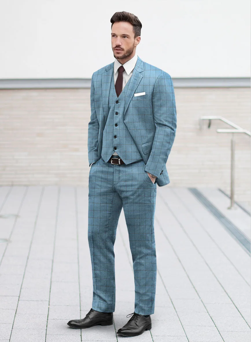 Scabal Londoner Windowpane Blue Wool Suit