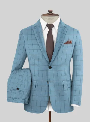 Scabal Londoner Windowpane Blue Wool Suit