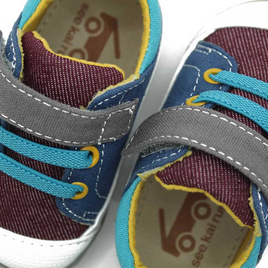 See Kai Run Stevie Sneakers Burgundy/Blue Infants Walkers Boys - Kids Shoes