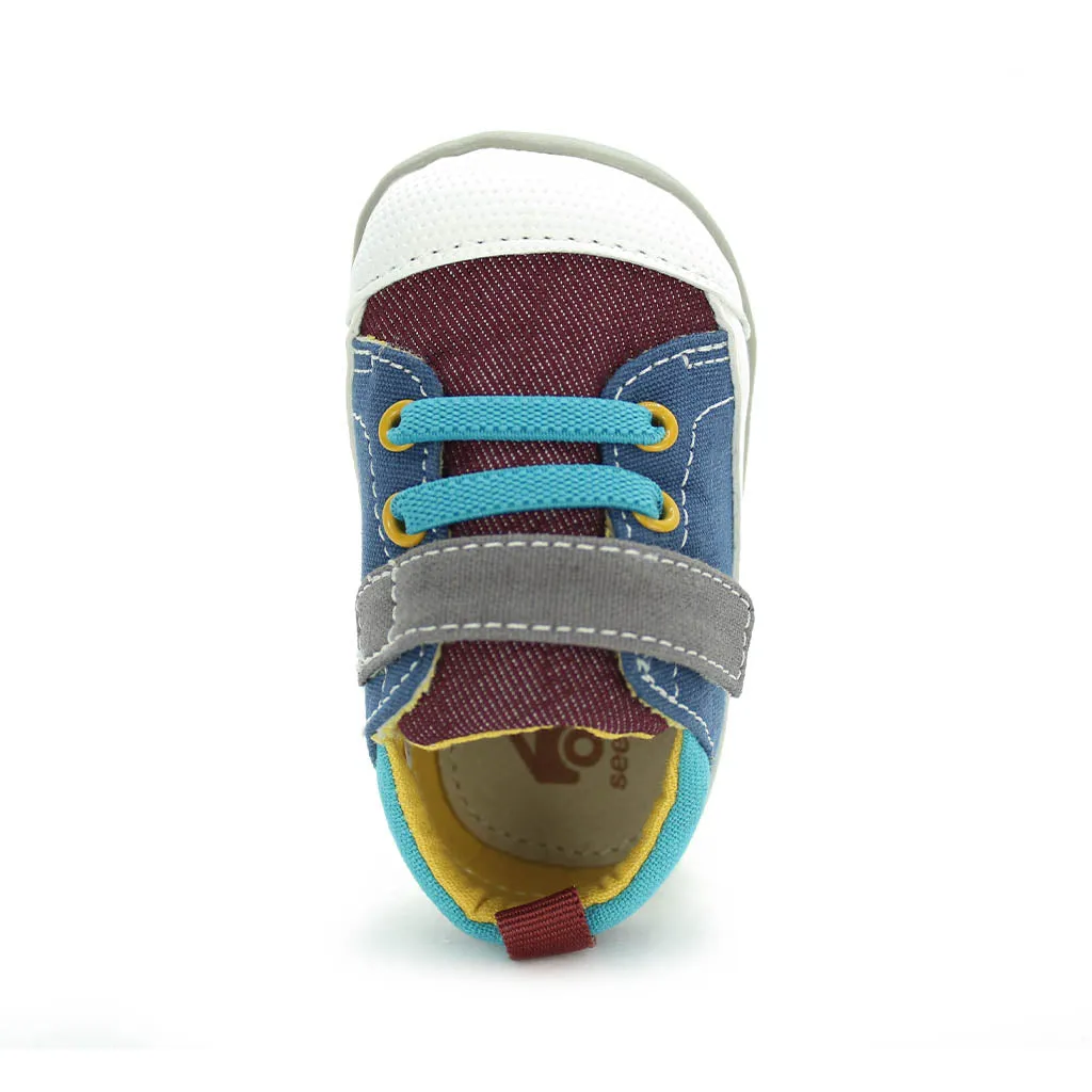 See Kai Run Stevie Sneakers Burgundy/Blue Infants Walkers Boys - Kids Shoes