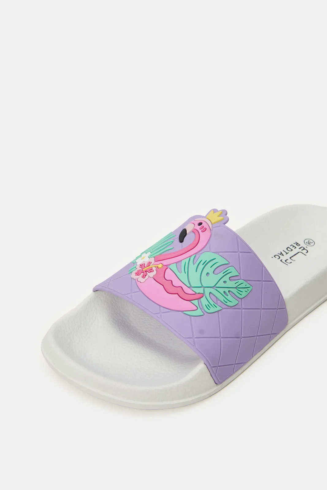 Senior Girls Purple And White Embossed Swan Slide